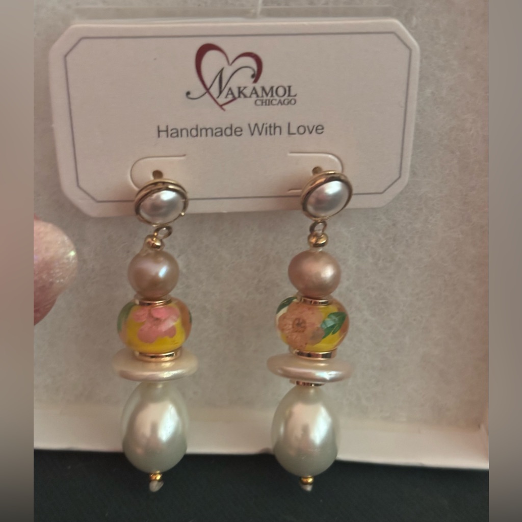 Nwt Nakamol Flo Drop Earring Off White Floral Feminine Fairy Boho Cottagecore 25$